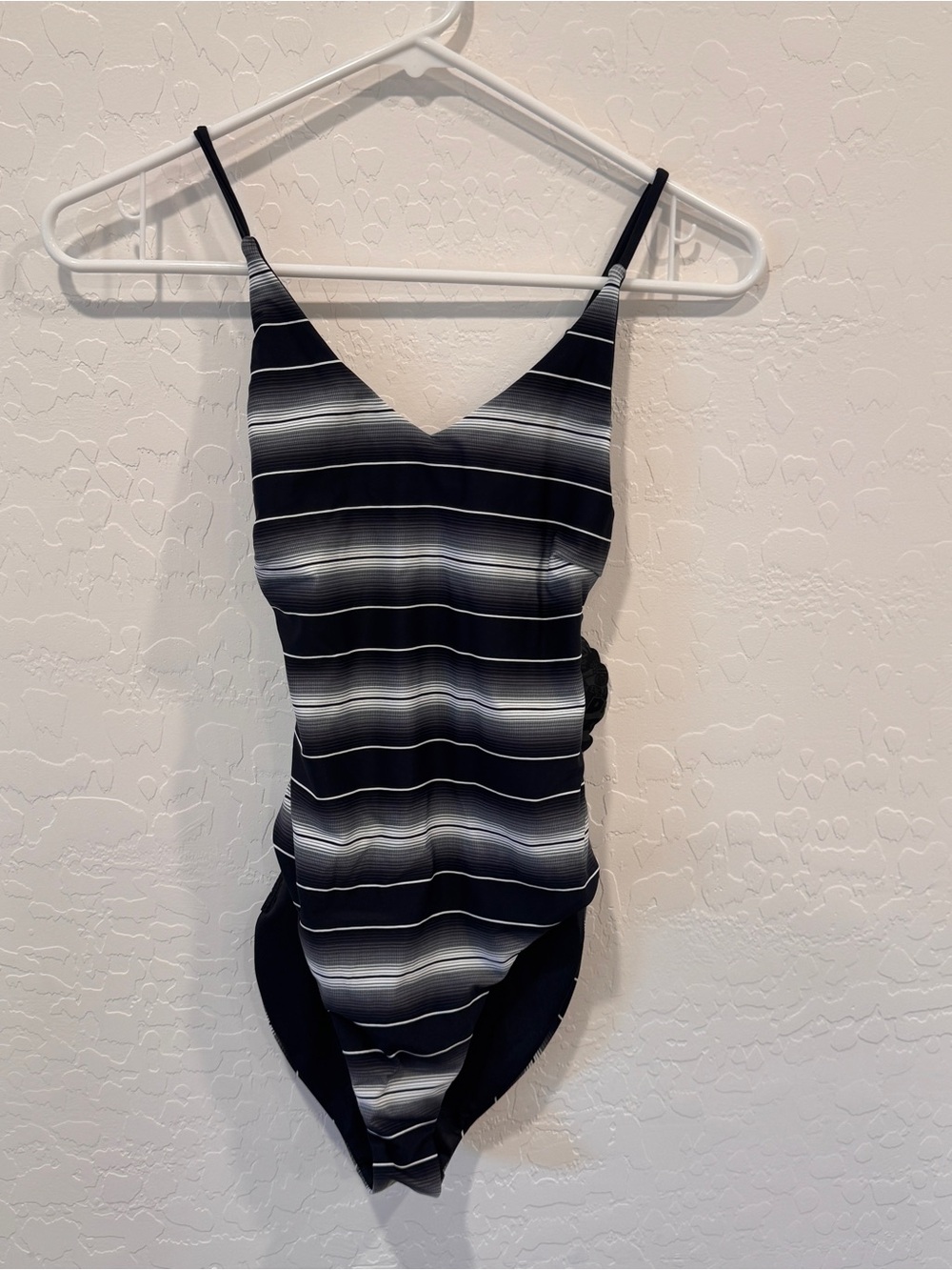 NWT Dixxon Flannel Co Cindi Swimsuit Women’s Small Black Serape Stripe One Piece
